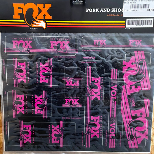 Fox Heritage Aufkleber-Set für Gabeln und Stoßdämpfer, Pink