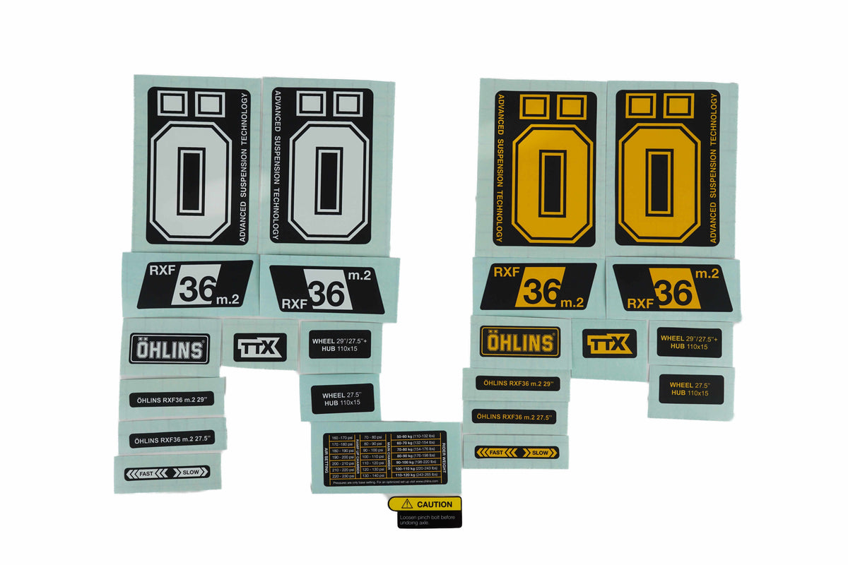 Öhlins RXF36 m.2 Sticker kit gelb/weiß